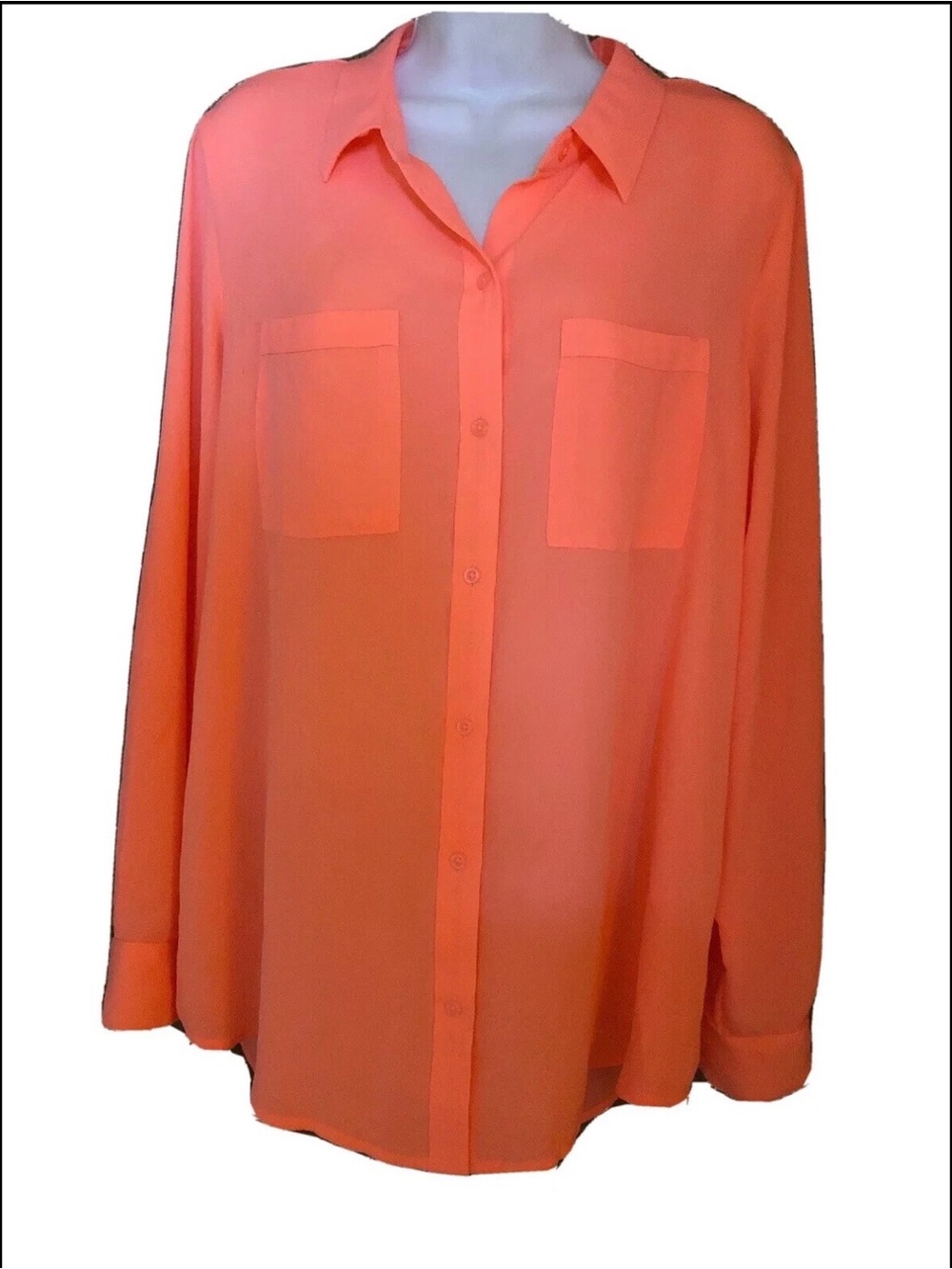 Apt. 9 Coral-Orange Button Front Blouse size L
